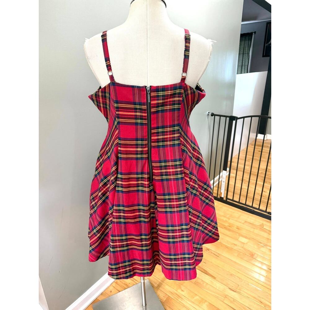 Torrid 20 Betsey Johnson Red Tartan Plaid Punk Gothic Rockabilly Tulle Dress - Picture 3 of 8